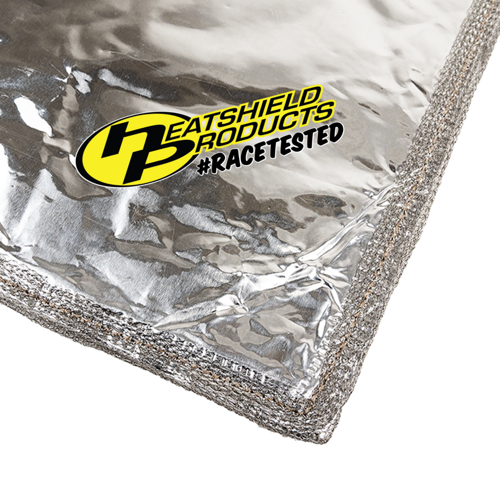 close up corner of aluminum shield with mesh