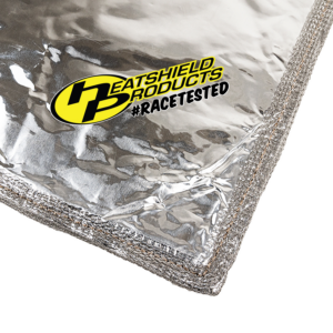 close up corner of aluminum shield with mesh
