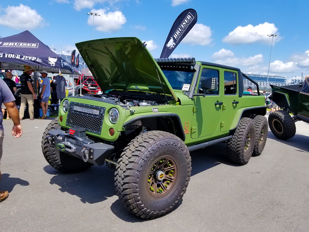 Bright Green Modern Jeep at Car Show