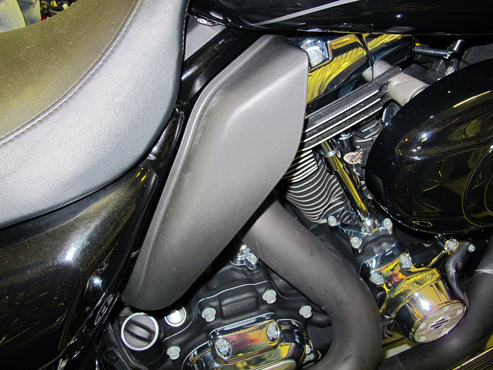 Motorcycle heat protection product installed on a new motorcycle frame.