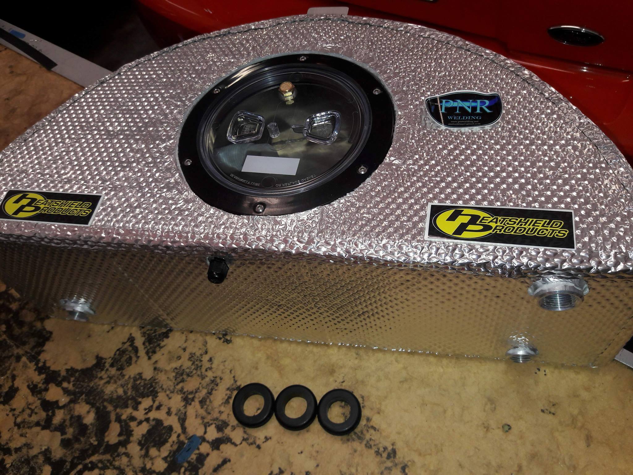 A custom intercooler heat shield is installed.