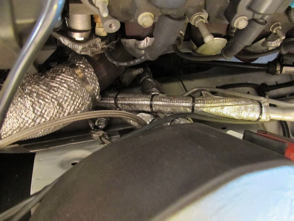 Exhaust Wrap in Use in Car Engine