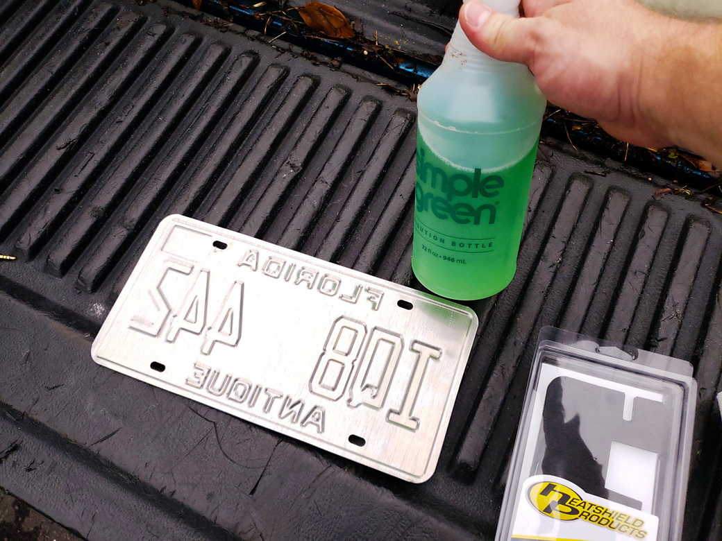 Heatshield Products LP Shield install on a Florida antique tag license plate