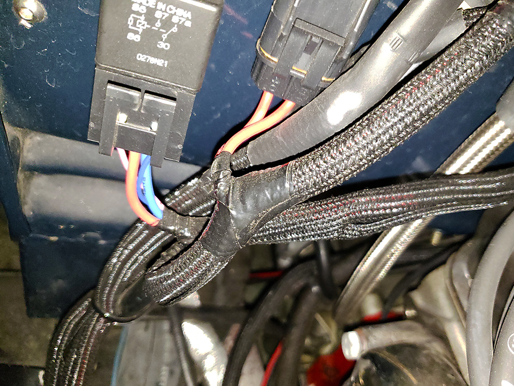Exposed part of wiring harness on 1939 Ford Coupe