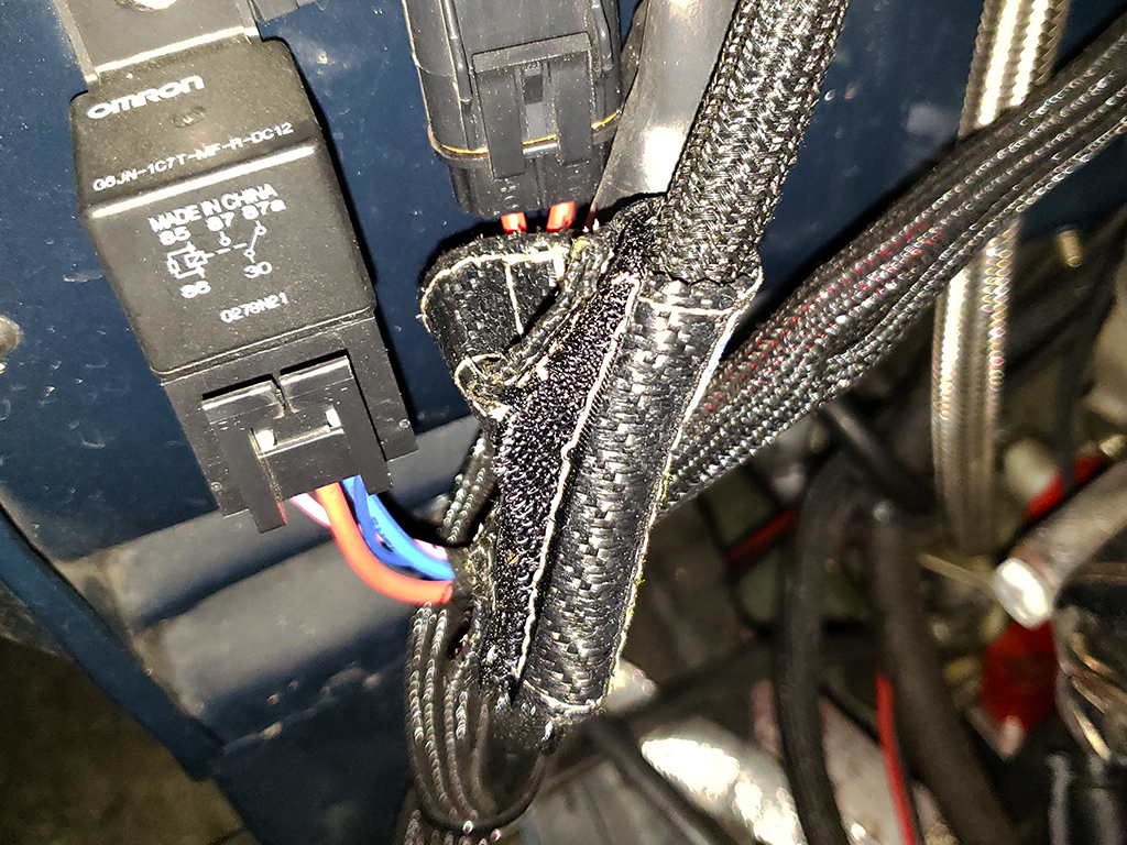 Utili-Shield T-shape sleeve installed on wiring harness