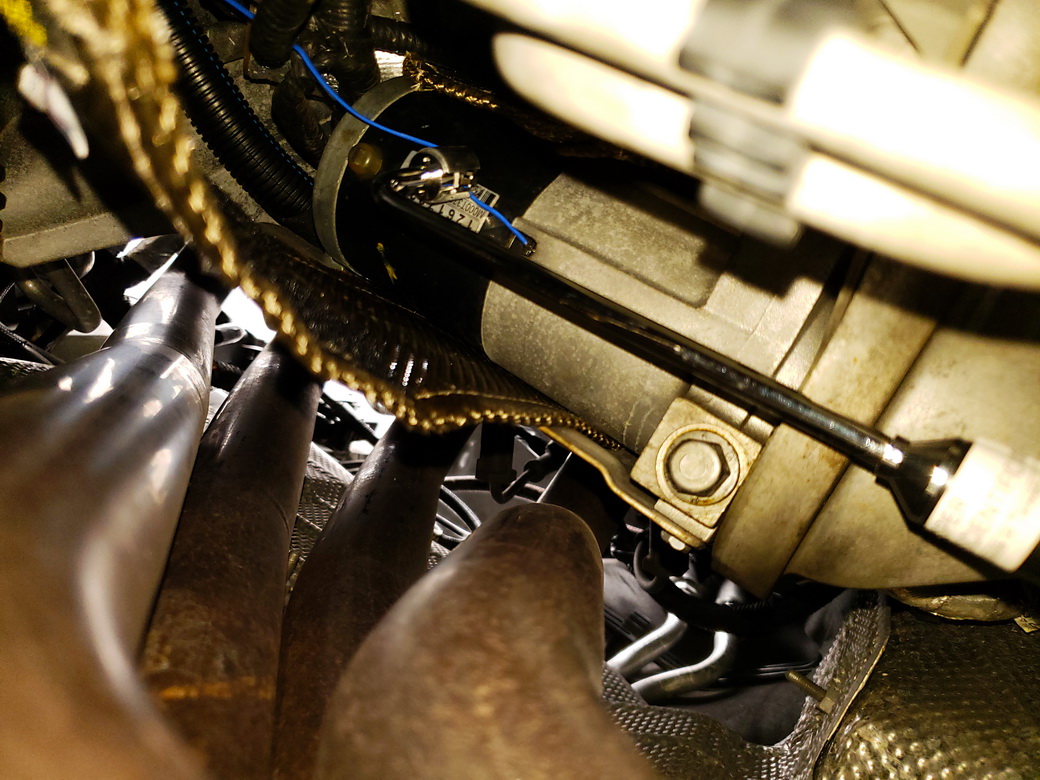 Checking the temperature of an LS3 V8 starter that has had Lava Starter Shield installed
