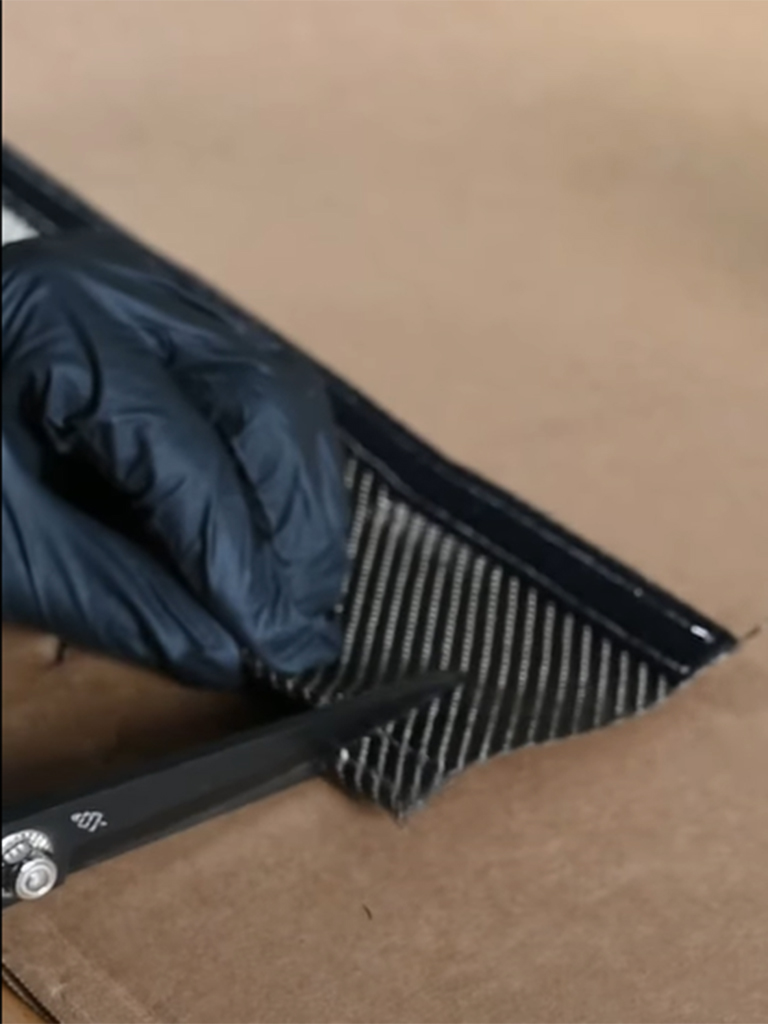 Cutting a piece of Lava Tube thermal barrier sleeve material to length