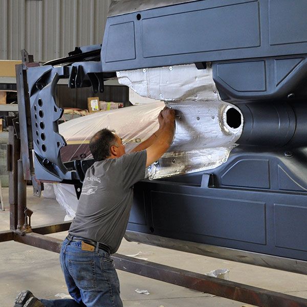 Stick Shield installed on car transmission tunnel