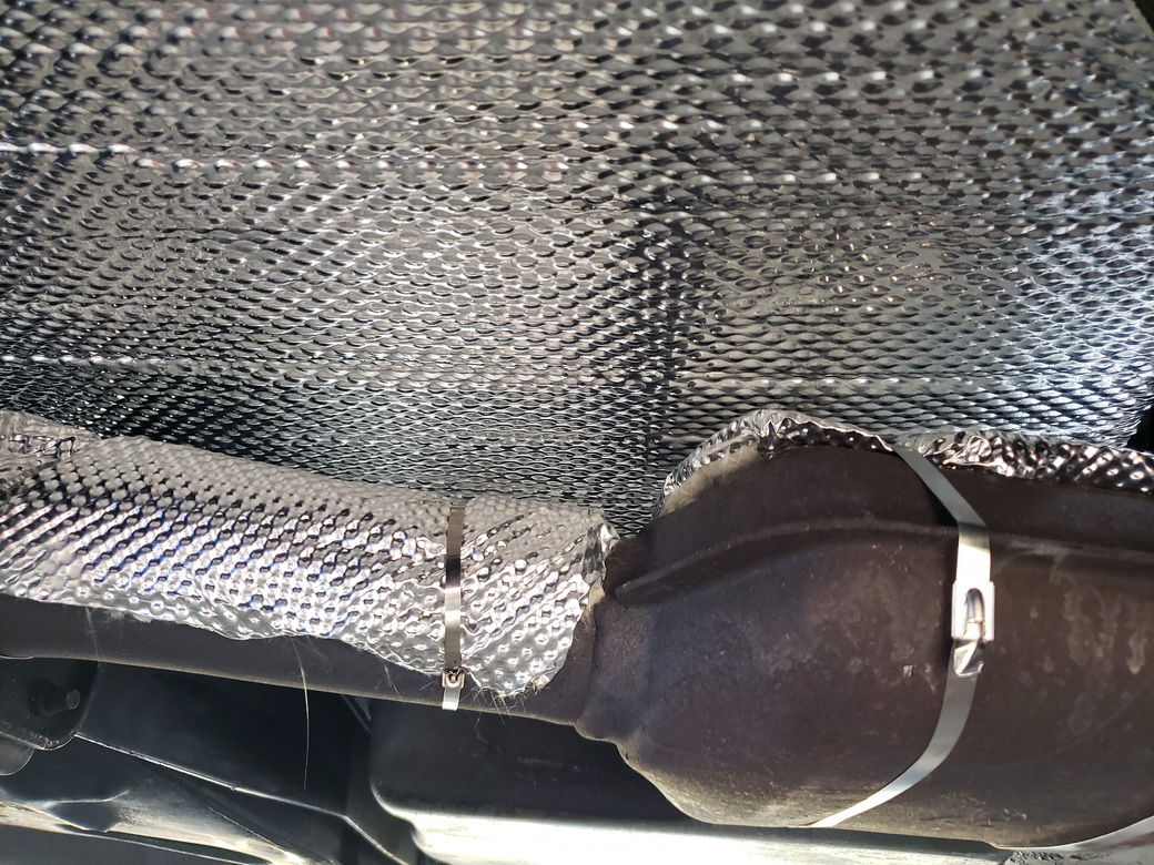 Sticky Shield thermal barrier installed on the floor pan of a 1994 GM B-Body Car