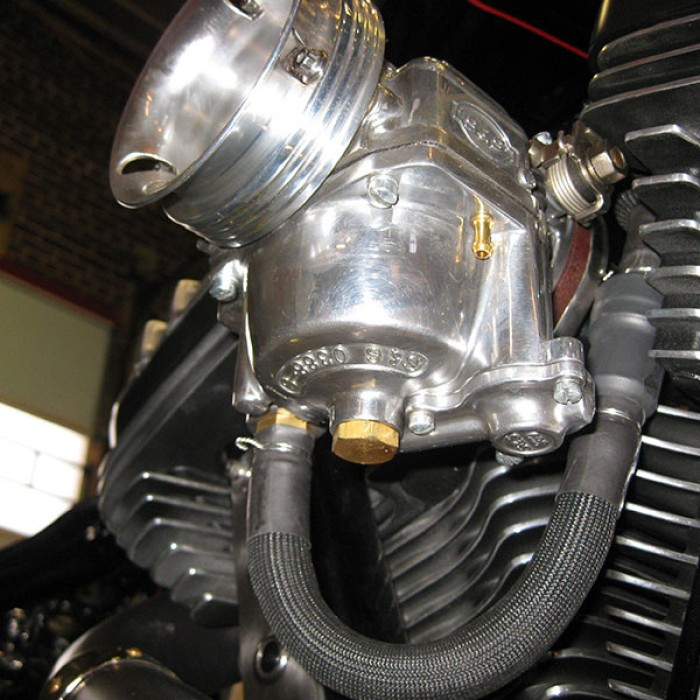 Motorcycle heat protection product installed on a motorcycle engine.