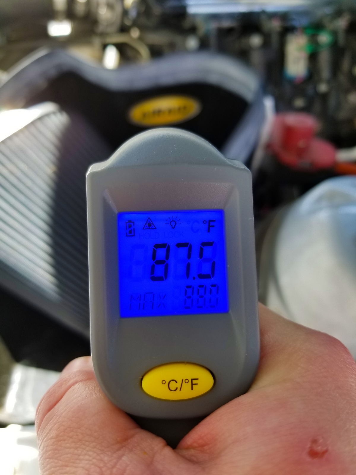 Digital Thermometer Reads 87.5degrees F.