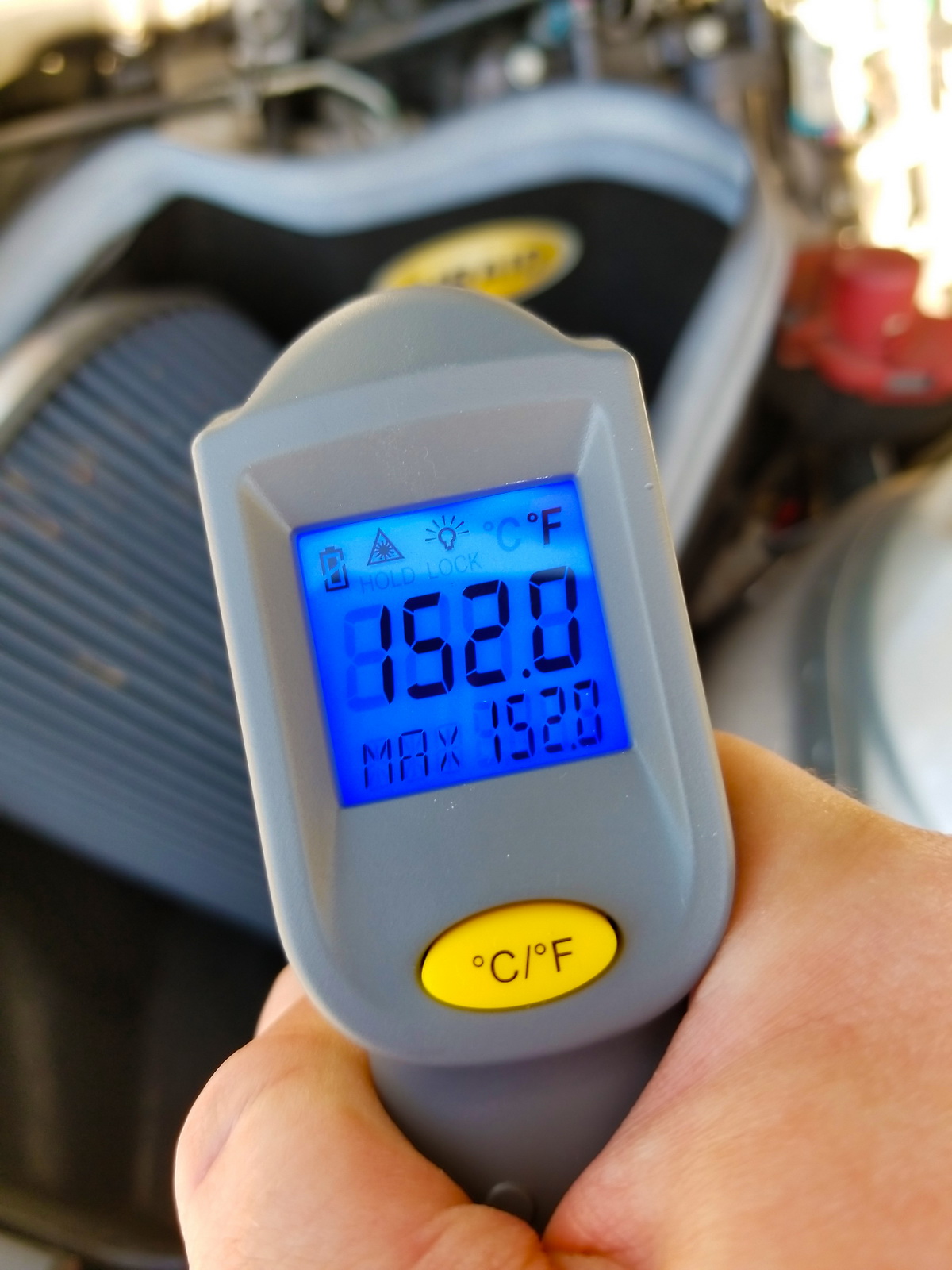 igital Thermometer Reads 152 degrees F.