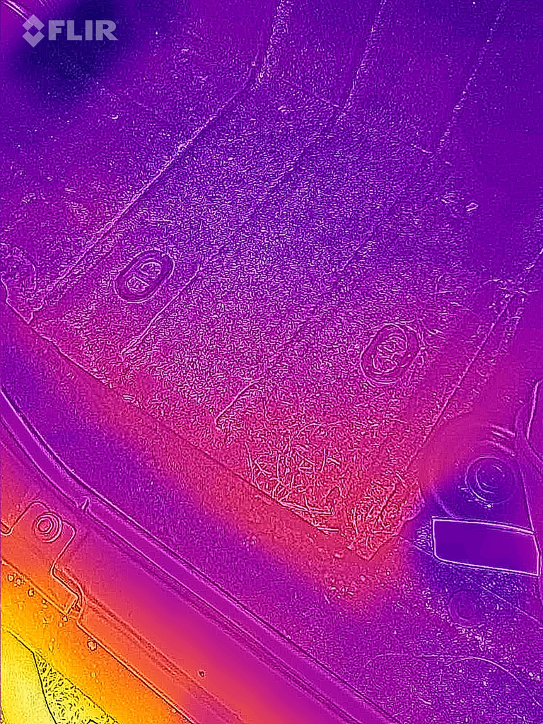 FLIR image of Jeep Wrangler JK interior driver's floorboard after Heatshield Armor exhaust insulation is installed