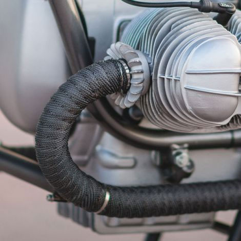 Black exhaust wrap on a motorcycle
