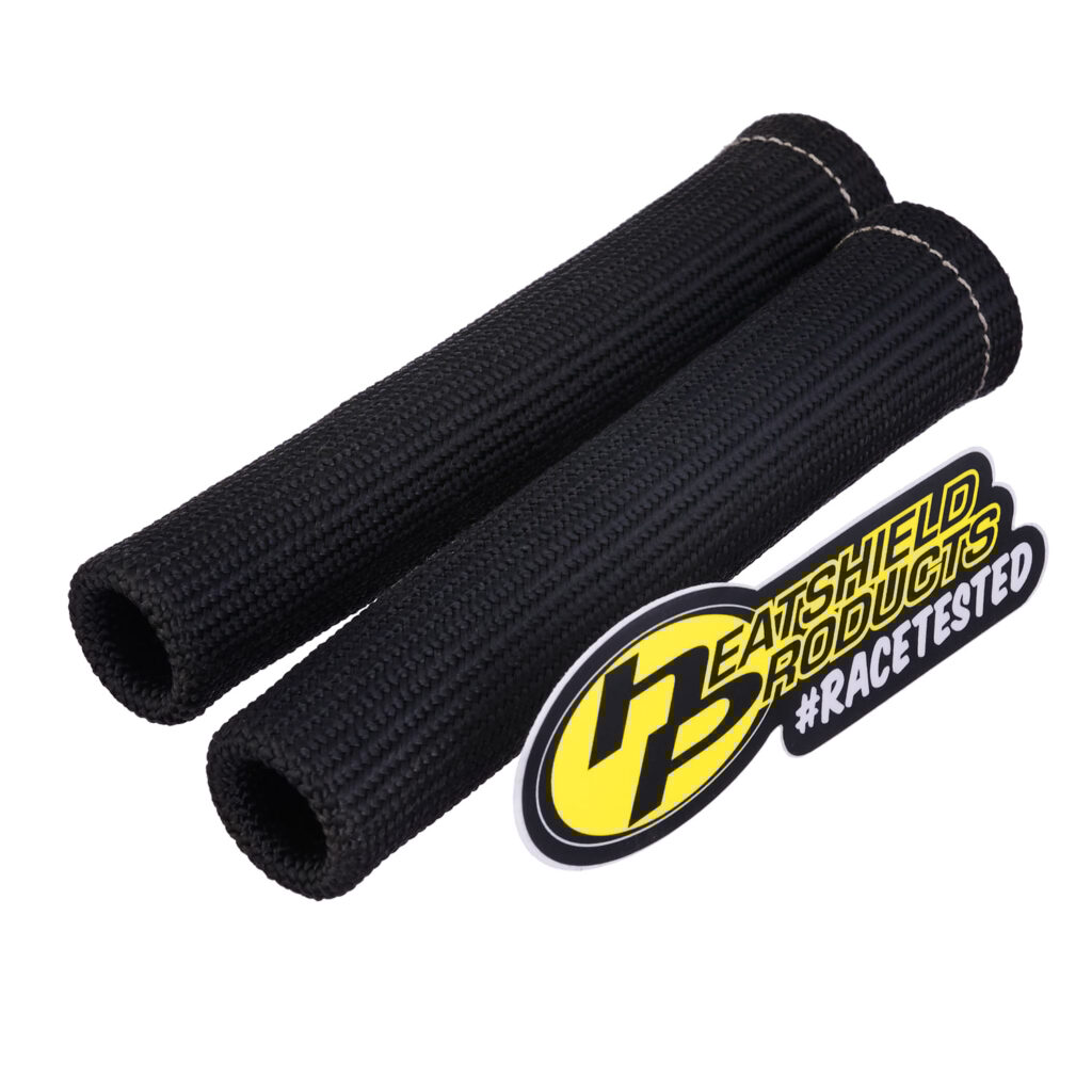 Stealth spark plug boot heat shields by Heatshield Products, black high-temp sleeves for ignition wire protection.