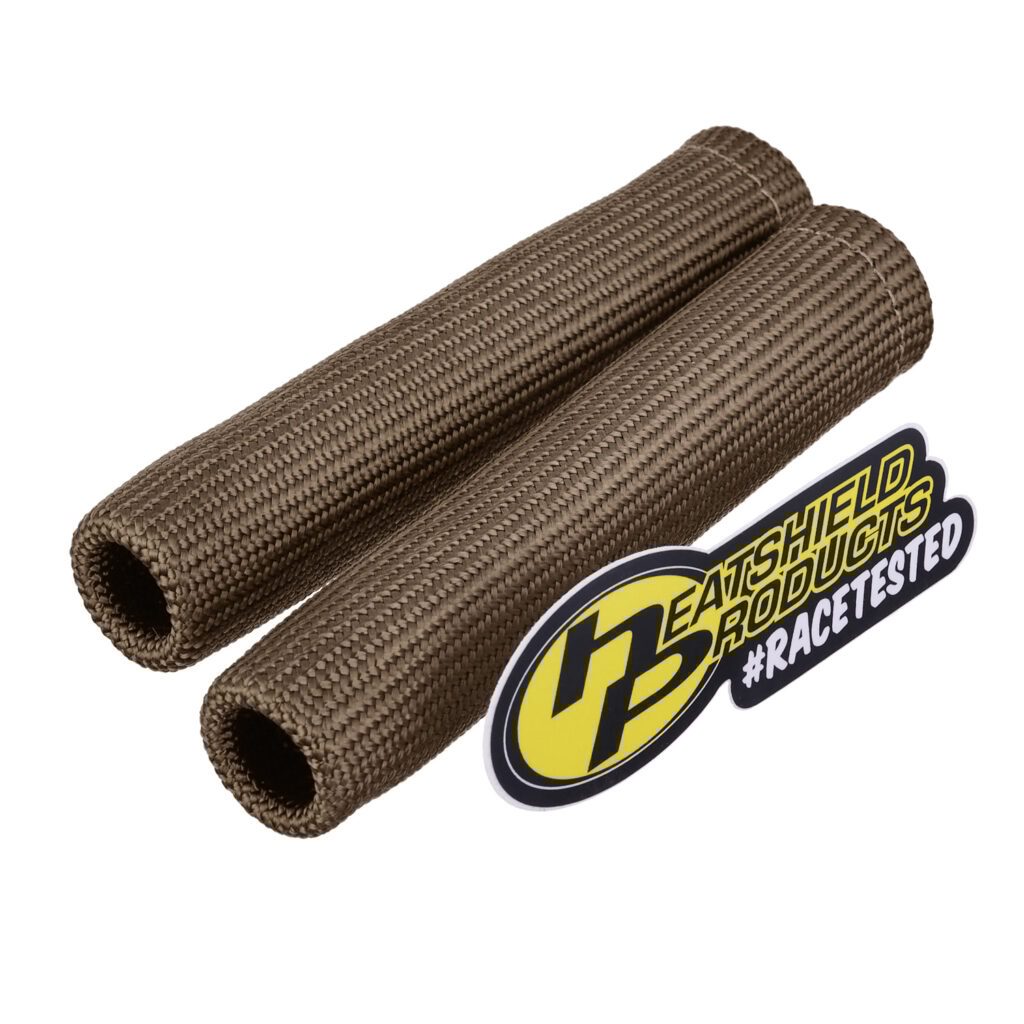 2-pack brown Lava spark plug boot heat shields from Heatshield Products for high-temperature ignition protection.