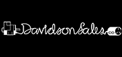 White script text Davidson Sales on a black background, featuring an electrical plug icon at the start and an electrical outlet at the end—perfect for showcasing expertise in automotive heat shields.