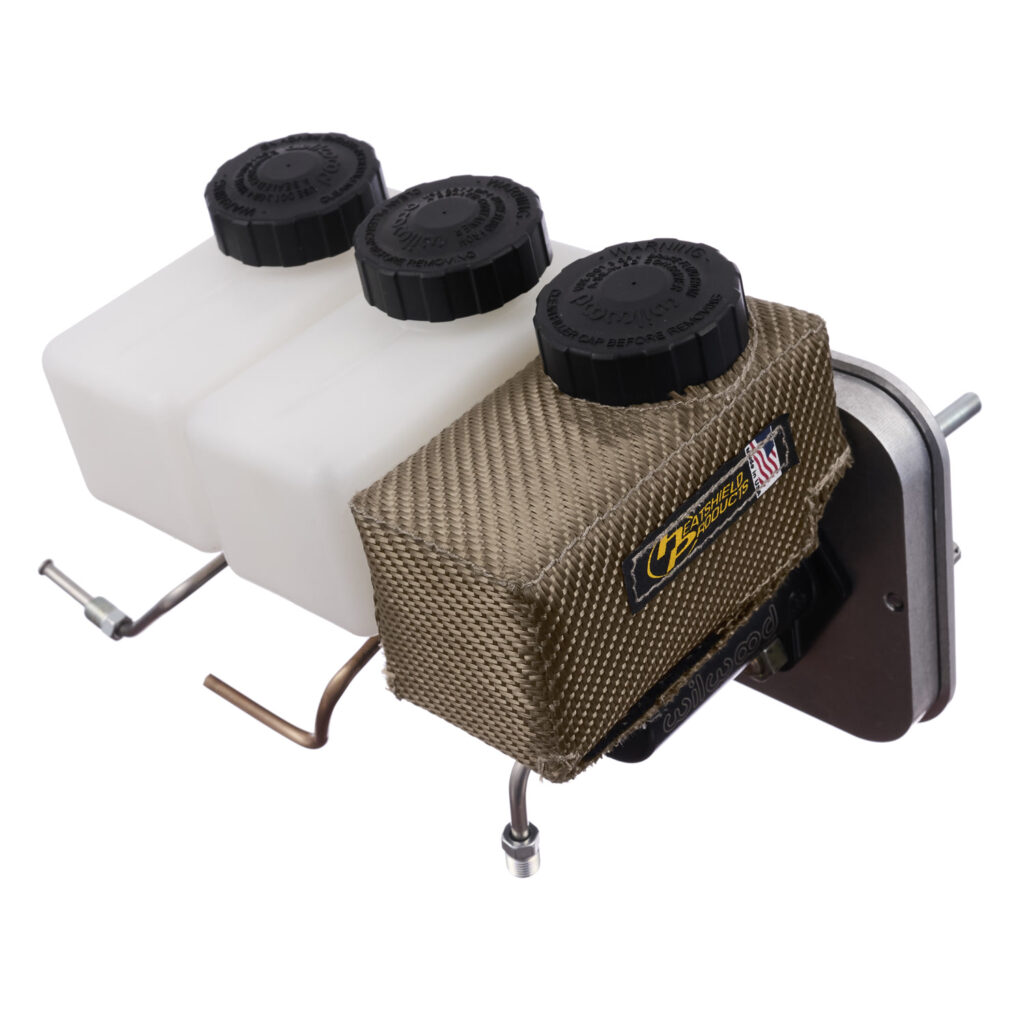 Brake reservoir with and without Master Cylinder Heat Shield for comparison