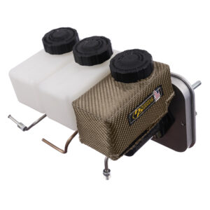 Brake reservoir with and without Master Cylinder Heat Shield for comparison